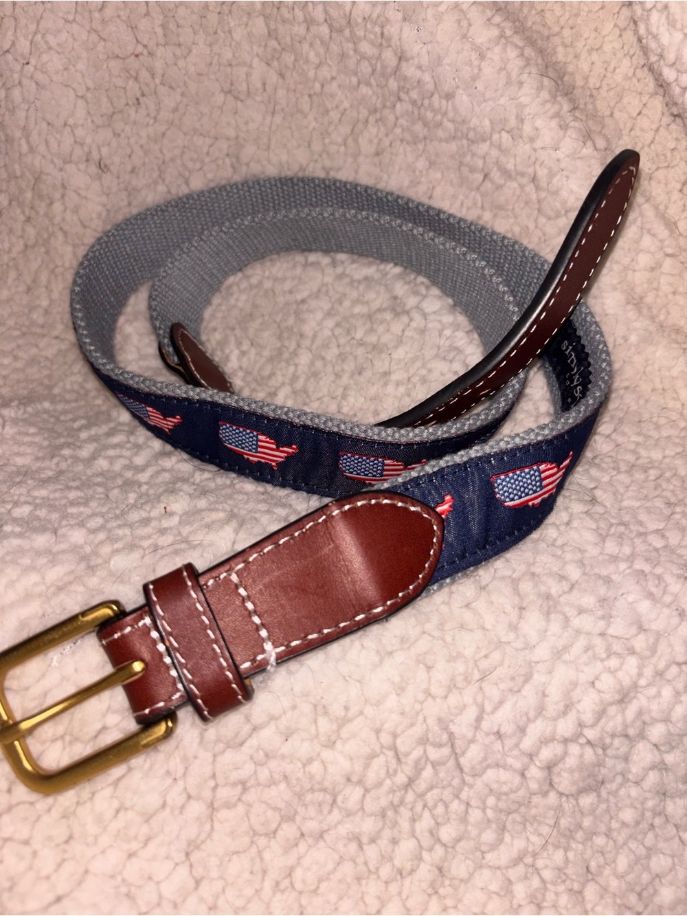Simply Southern USA American Flag Belt Mens Size 34 Leather Patriotic